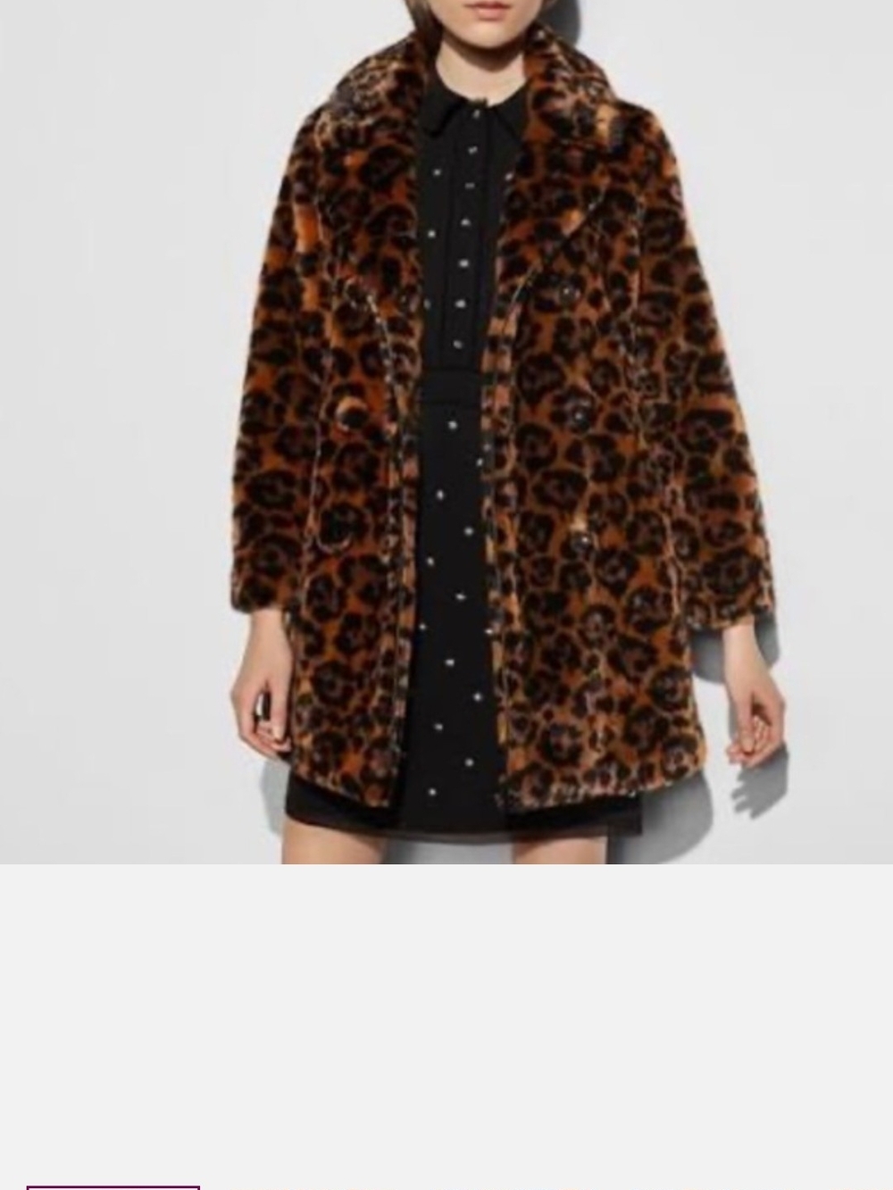 ISO Coach Leopard Print Faux Fur Coat - Brown Size Small